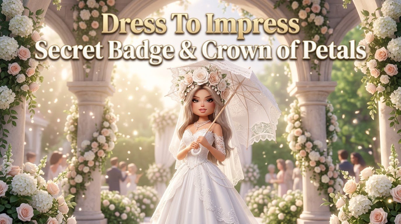 Dress To Impress Secret Badge & Crown of Petals